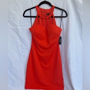 Strappy coral Halter sheath Dress Guess NWT